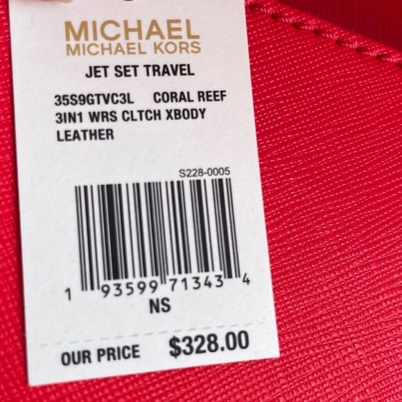 Michael Michael Kors Jet Set Coral Reef Saffiano Leather 3-in-1 Crossbody Bag - Picture 15 of 15